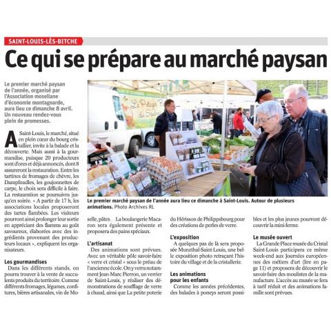 Marché Paysan à St Louis-Lès-Bitche / 08 avril 2018