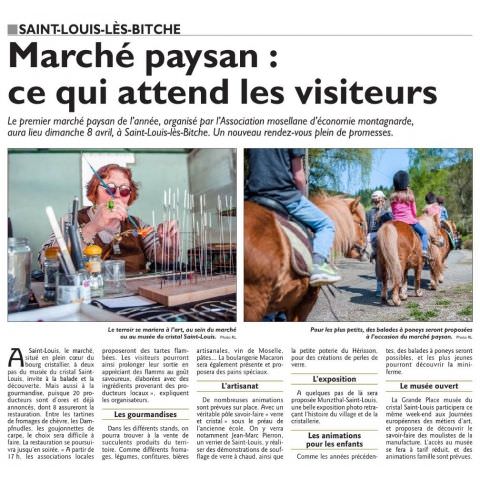 Marché Paysan à St Louis-Lès-Bitche / 08 avril 2018